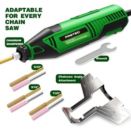 Electric Chainsaw Sharpener Kit – Multi-Purpose Chain Saw Sharpener Tool with Diamond Sharpening Wheels, Angle Attachment and Wrench for All Chainsaw Chains (54-Piece Accessories)