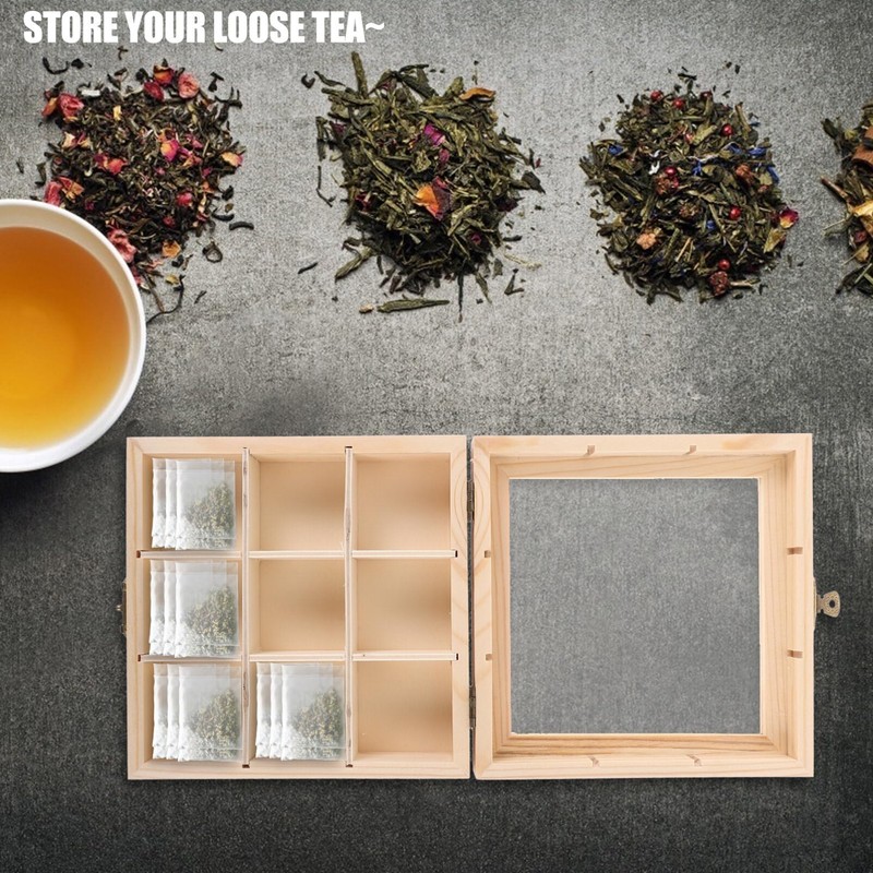 Luxshiny Tea Box Organizer Storage Box - Wooden Tea Bag