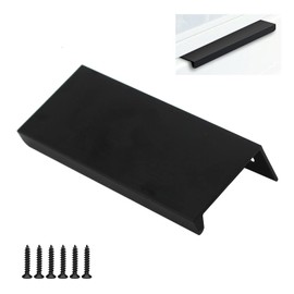 80mm Aluminium Alloy Finger Edge Handle Pull Black Modern Style Drawer Cupboard Handles Wardrobe Handles (8 Pieces)