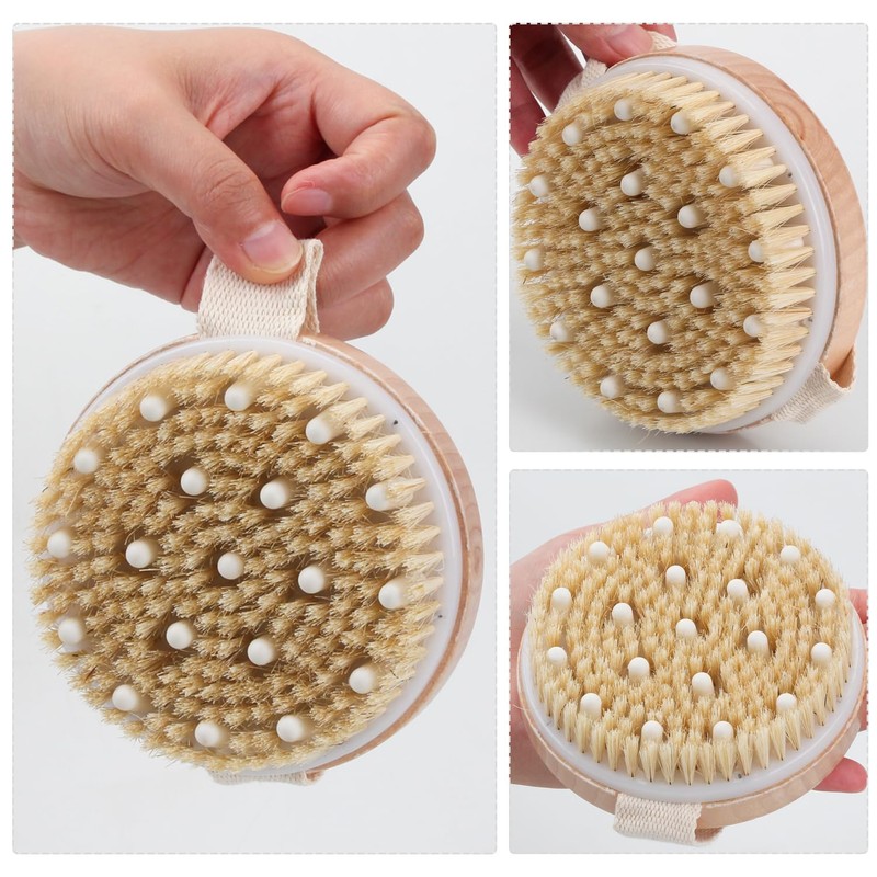 Dry Brushing Body Brush – Natural Bristle Exfoliating Brush for