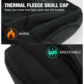 MELASA Thermal Skull Cap Helmet Liner Hat with Face Cover, Balaclava Face Mask with Glasses Holes for Cycling Motorcycle Ski Construction Worker(Black)