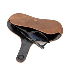 Solo Pelle Liestal Sunglasses Case Genuine Leather Portable Glasses Case Glasses Case with Magnetic Closure Sunglasses Case for Men Women Kids, Vintage Brown