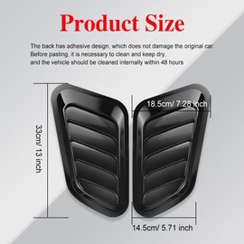 ABS Car Hood Air Vent Cover, Car Hood Vent Scoop Kit, Bonnet Air Vents Engine Hood, Universal Hood Vents Cover Trim Cover Decor Car Exterior Parts Fit for Most Cars