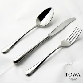 Nagao TOWA Dinner Cutlery Set, 3 Pieces, 18-8 Stainless Steel, Bag Only Made in Japan
