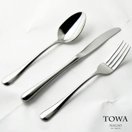 Nagao TOWA Dinner Cutlery Set, 3 Pieces, 18-8 Stainless Steel, Bag Only Made in Japan