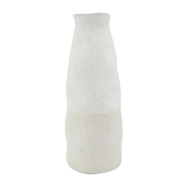 Deco 79 Ceramic Decorative Vase Abstract Wavy Centerpiece Vase with Textured Speckled Detailing, Flower Vase for Home Decoration 8" x 8" x 20", Cream