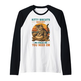 Kitty Biscuits Bakery Funny Cat Baking Gifts for Daughter Raglan Baseball Tee