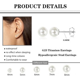Candyfancy Elegant Titanium Pearl Stud Earrings for Women - A Timeless Accessory Offering Sophistication and Hypoallergenic Comfort