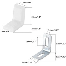 MACHSWON 29mmx29mmx18mm Metal Plastic L Shaped Angle Bracket Shelf Corner Brace Plate White,Connection Corner for Wardrobe Cabinet,8pcs