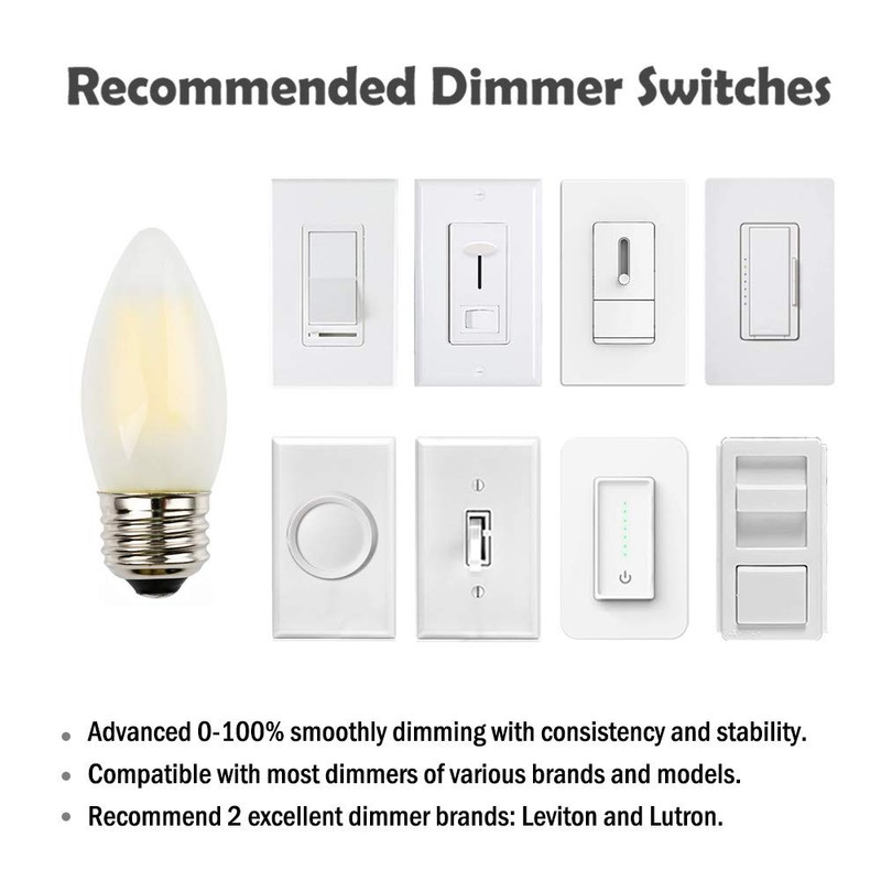 OPALRAY C35 6W LED Candelabra Bulb, 4000K Neutral White Daylight,