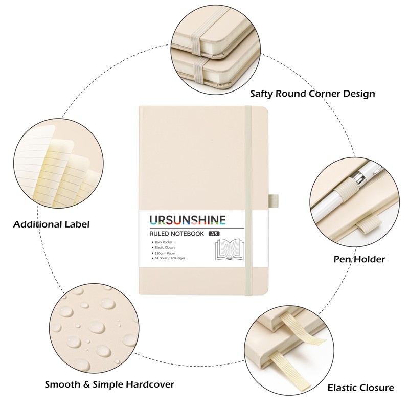 A5 Notebook - Notebook A5 with Premium Paper, Faux Leather