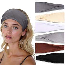 6 Pack Headbands for Women Non Slip,Sports Head Bands,Wide Workout Headband,Running Headband for Women Yoga, Workout (Multi-Color, 9.4×3.5 in)