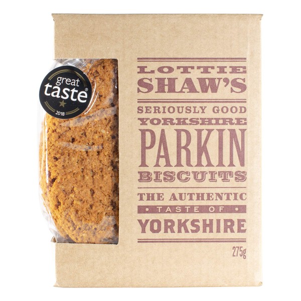 Lottie Shaws - Yorkshire Parkin Ginger Biscuit Box 275g, 10 Seriously Good Biscuits in 100% Recyclable Box, Great Treat for Dunking in Tea and for Sharing, Authentically Yorkshire,Award Winning Taste