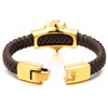 COOLSTEELANDBEYOND Mens Large Braided Leather Bracelet with Steel Lion and