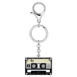 RAIDIN Cute Acrylic Valentines Day Funny 80s 90s Cassette Tape Heart keychain keyring Charm for Women Car Purse Keys Gifts (Lace)