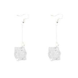 YUNXI Creative Transparent Ice Cubes Dangle Earrings Acrylic Irregular Simple Funny Hot Summer Jewelry for Women (Long Design)