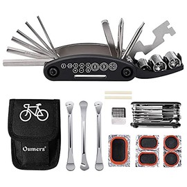 Oumers Multi-Function Bike Bicycle Cycling Mechanic Repair Kit/ Bike Tool with 3pc Bike Tire Lever 5pc Bike Tyre Patches 1pc /Tire Rasp/ Work Bag