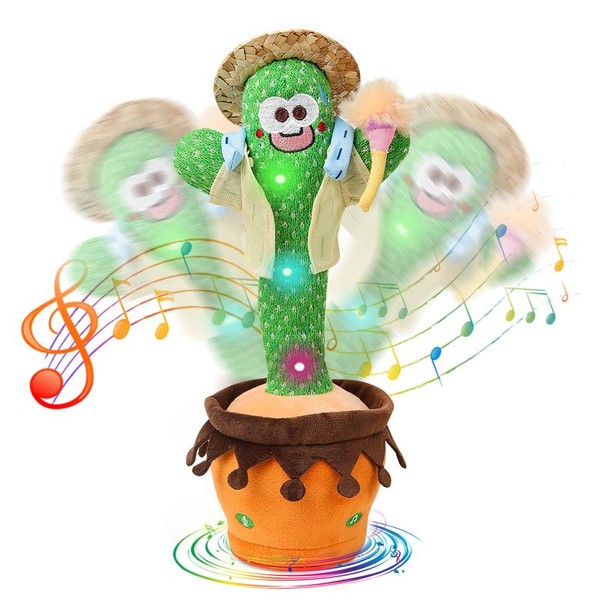EMOIN Dancing Cactus Toys Talking Cactus Mimicking Toy with LED