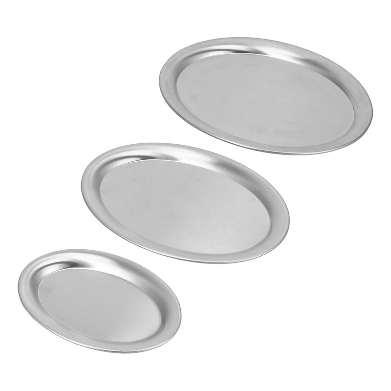 3pcs Stainless Steel Dessert Tray Mirror Polishing Process Snack Jewelry