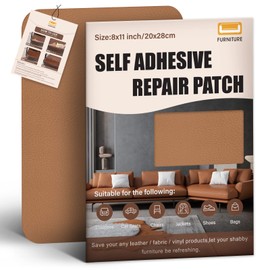 Leather Repair Tape - 8 x 11 inch 2pcs Self Adhesive Vinyl Patch - Furniture & Car Leather Repair Kit for Seats, Couches, Jackets, Sofas, Handbags - Light Brown