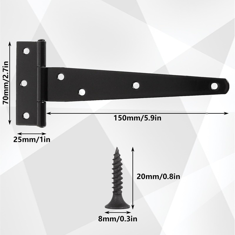 ASelected 6 Pcs T Hinges,6 Inch T-Strap Door Hinges,Heavy Duty