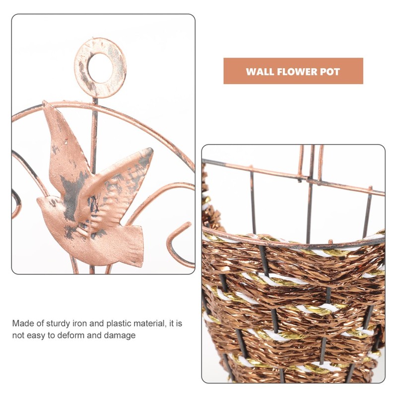 Gatuida Elegant Wall-mounted Flower Pot Rattan Cone Shaped Hanging Wall