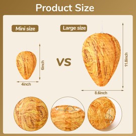 DECYOOL 4 Pack Mini Size Wasp Nest Decoy Hanging Wasp for Hornets Yellow Jackets Outdoor Water-Repellent Material (Orange)