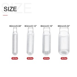 sourcing map 100pcs Round Rubber End Caps Protective Caps 2mm 3mm 4mm 6mm Clear Vinyl Cover Screw Thread Protectors Assortment
