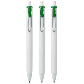 uni-ball UMN-S-05 Retractable Gel Ink Rollerball Pens - 0.5mm Tip Nib - White Barrel - Green Ink - Pack of 3