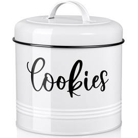 DAYYET Farmhouse Cookie Jar for Kitchen Counter, 1 Gallon Vintage Cookie Jar with Airtight Lid, Large Food Storage Container for Candy, Cookies, Dessert, Rustic Kitchen Decor and Accessories