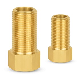 2-PCs HeSun Brass Pipe Fitting Adapter, 1/2" NPT Male x 1/2" NPT Female Extension Connector, Length in 50MM, with Sealing Tape