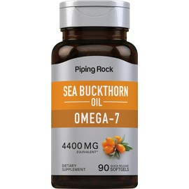 Piping Rock Sea Buckthorn Oil Capsules | 90 Softgels | Sea Buckthorn Berry Extract | With Omega-7 | Gluten Free, Non-GMO