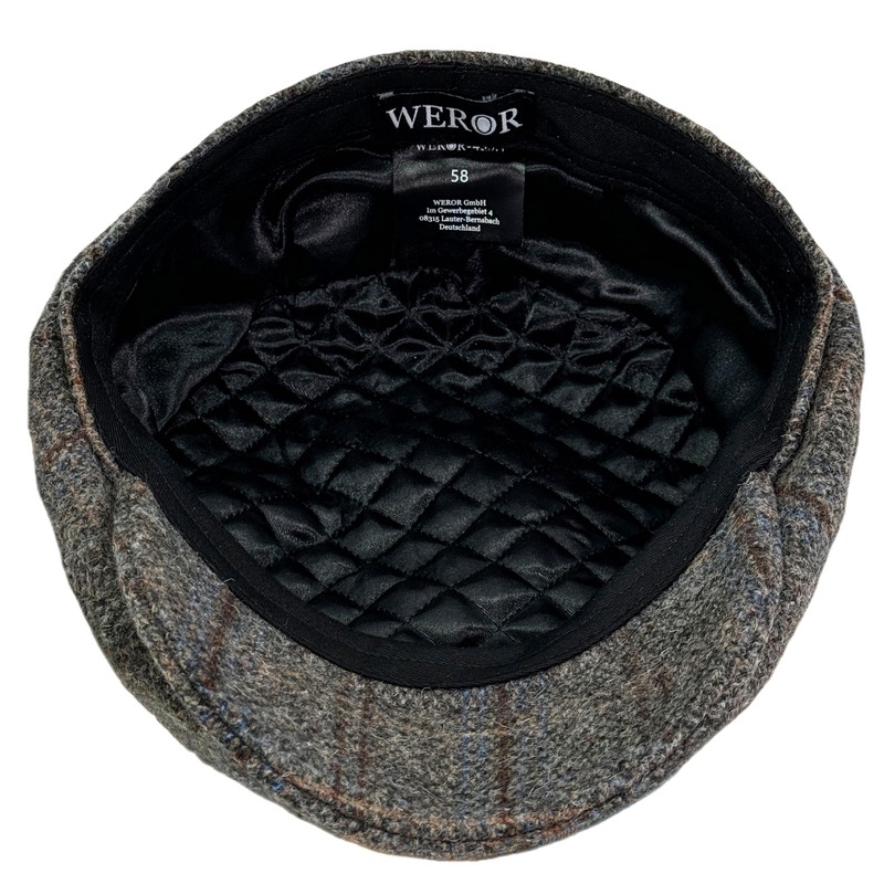 WEROR WEROR-433.1 Men's Flat Cap with Peak, Checked Hat with