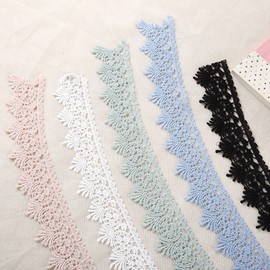 Width:5.5cm No Elastic Embroidered Lace with Flower Motif, Accessory Table Cover, Curtain, Wedding Dress, DIY, Outfits Decoration(1 back 2 yards) (Dark Blue Color)