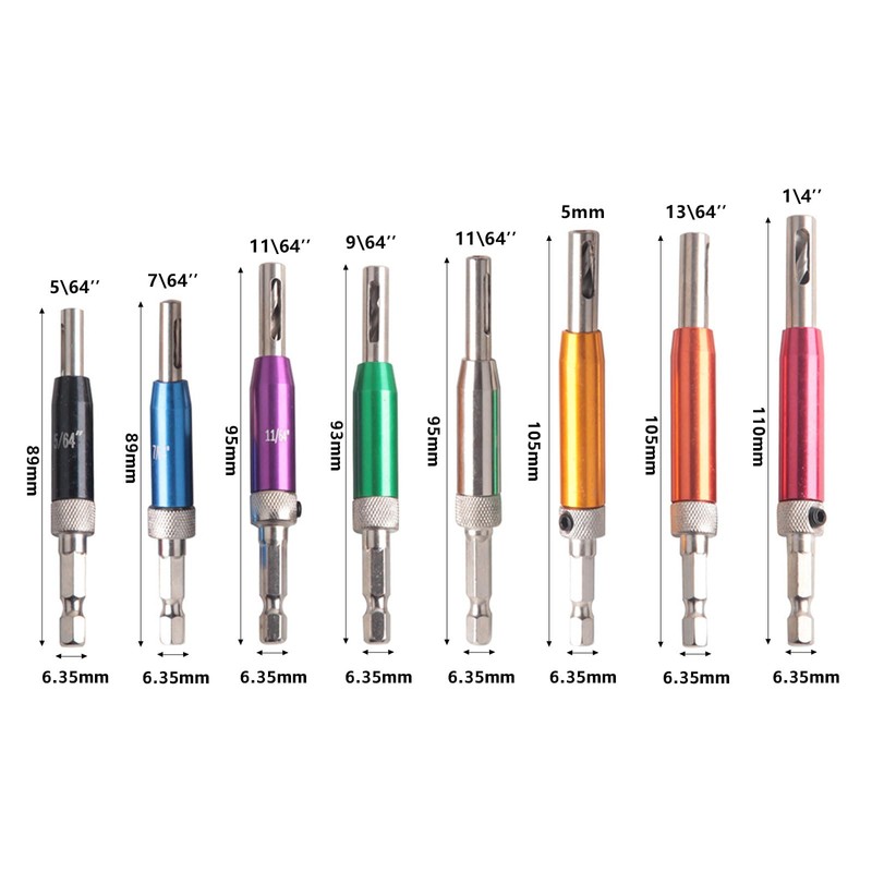 Xiciki Self Centering Drill Bit Set, 8-Piece Hinge Drill Bit