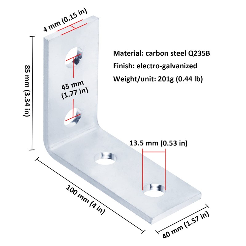 Carbon Steel 90 Degree Angle Connector Bracket for All 1-5/8"