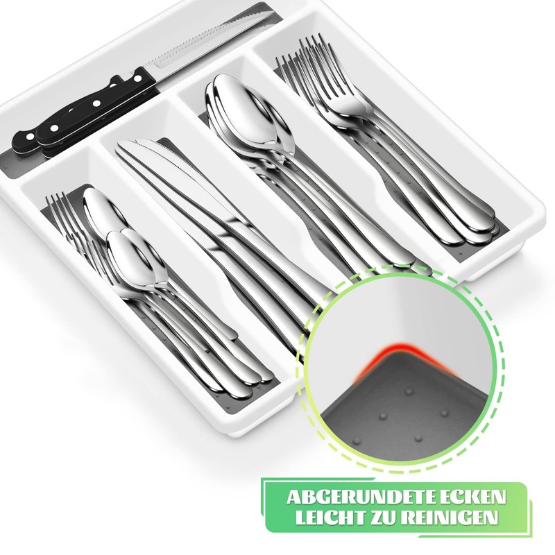 Homikit Cutlery Tray for Drawers, Plastic Cutlery Tray with 5