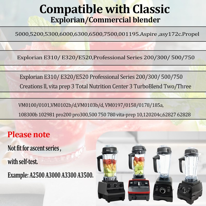 Blender Pitcher 64oz, Compatible with 5200 5000 5300 6300 VM0101