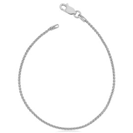 Kooljewelry Sterling Silver Italian Round Wheat Chain Bracelet (1.5mm, 7 inch)