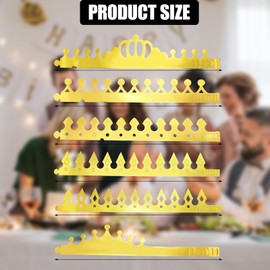 Bliceon Birthday Crown，24 Pcs Gold Crowns, 6 Styles Gold Foil Paper Party Hats for Kids, Adults