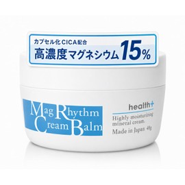 Health+ Magnesium Cream, Balm, High Concentration of 15%, Body Cream, Body Balm, Temple, Neck, Shoulder, Feet, Massage, Moisturizing, Extract with Vitamin E, 1.4 oz (40 g)