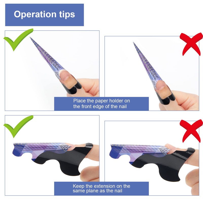 AHIER Acrylic Elongated Swallow Self-Adhesive Gel Nail Extension Forms, 100PCS