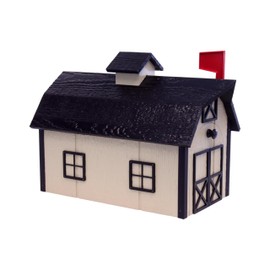 AmishToyBox.com Deluxe Wooden Mailbox, Post Mount, Dutch Barn Style (Beige and Black)