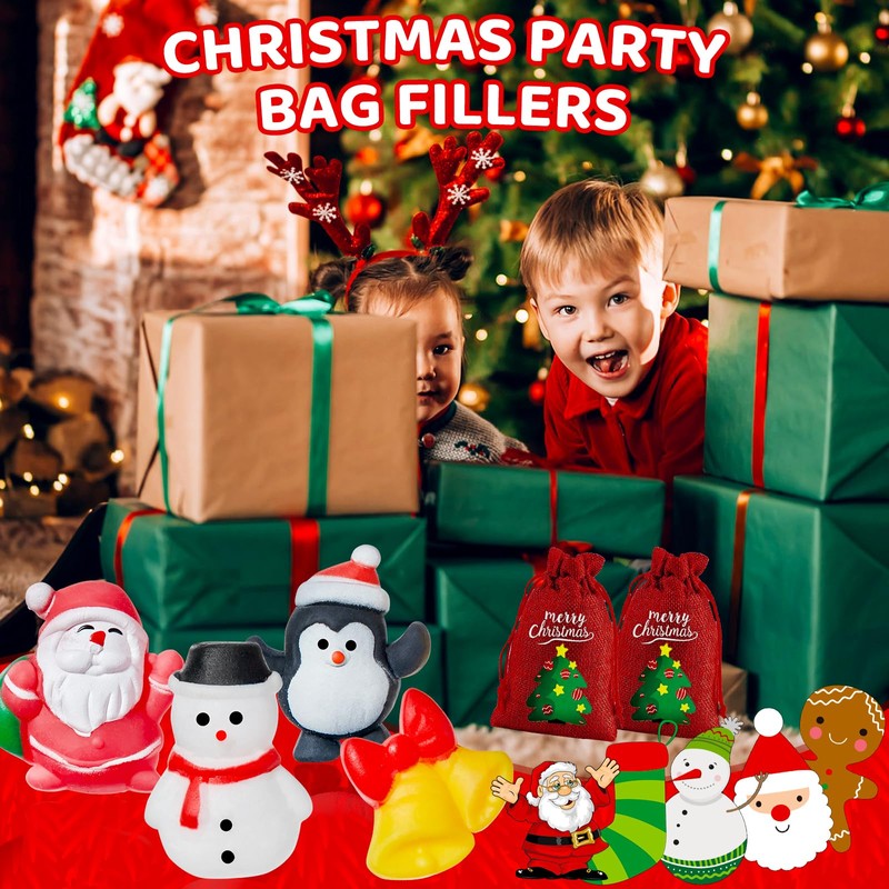 HOUT 24 PCS Christmas Mochi Squishy Toys - Mini Squishy