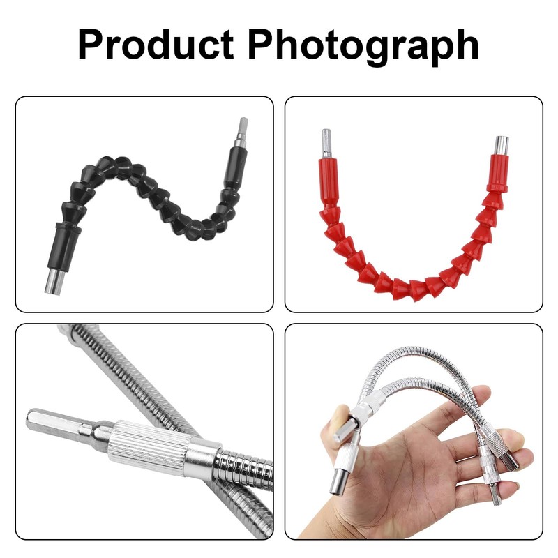 Pack of 4 Flexible Shafts for Drills, Drill Extensions with