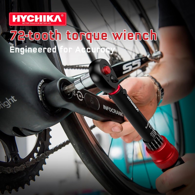 HYCHIKA 13PCS 1/4" Torque Wrench 5-25Nm, ±2% Accuracy, 72-Tooth Bike