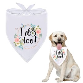 Dog Wedding Bandana,1Pcs "I Do Too!"Dog Bandana Triangle Dog Scraf Dog Engagement Announcement Dog Kerchief Engagement Gifts for Small Medium Dogs Cats Pets Wedding Photo Prop,Pets Dog Accessories