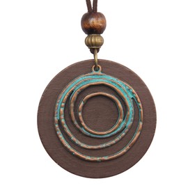 GelConnie Boho Leather Necklace - Women's Large Pendant Necklace - Bohemian Boho Necklace - Long Leather Necklaces