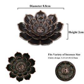 SLKIJDHFB Lotus Incense Holder Brass Stick Incense Holder Cone Coil Incense Burner with Detachable Ash Catcher for Home Office Yoga Meditation