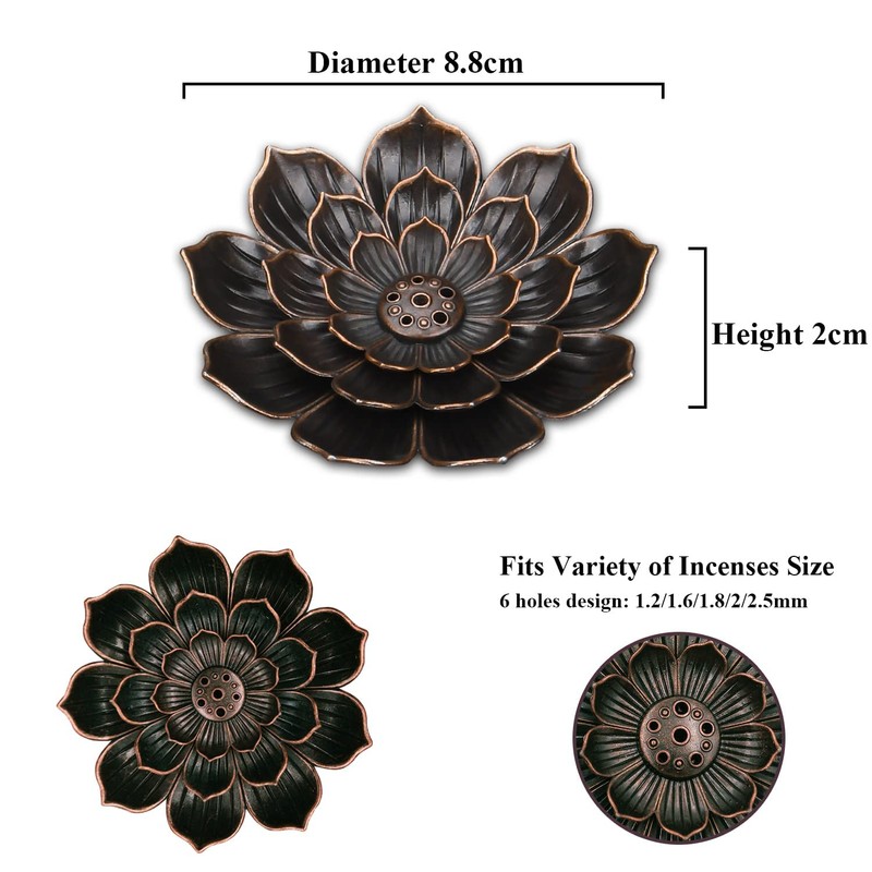 SLKIJDHFB Lotus Incense Holder Brass Stick Incense Holder Cone Coil
